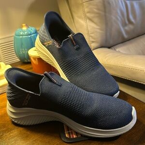 Men’s Skechers Navy Blue SlipI Ins Sneakers Air Cooled Memory Foam Sz 8 LkNu